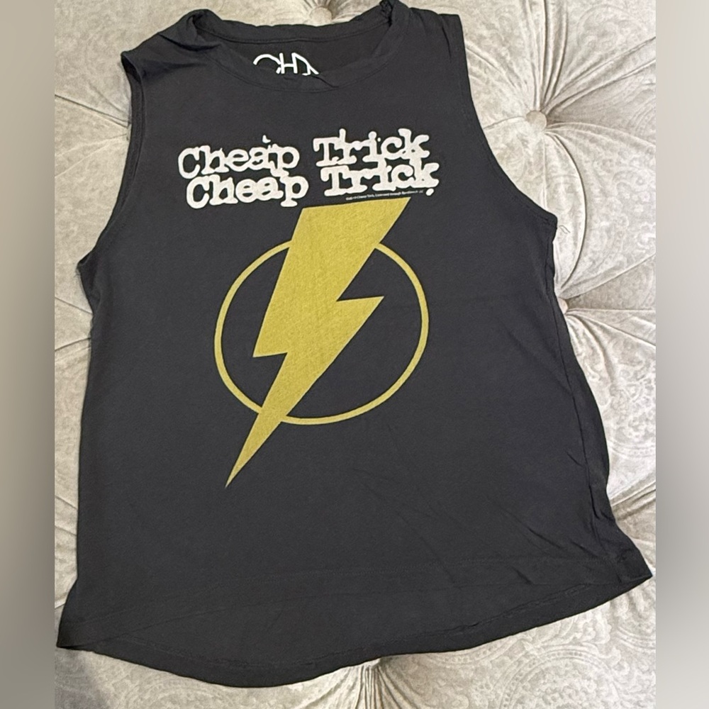 Chaser Cheap Trick Black Graphic Muscle Tank with Yellow Lightning Bolt
